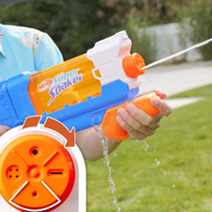 Nerf Super Soaker Flip Fill - Pistolet à eau enfant 4 styles de jet, capacité 887 mL, remplissage rapide, jouet pour enfants dès 6 ans