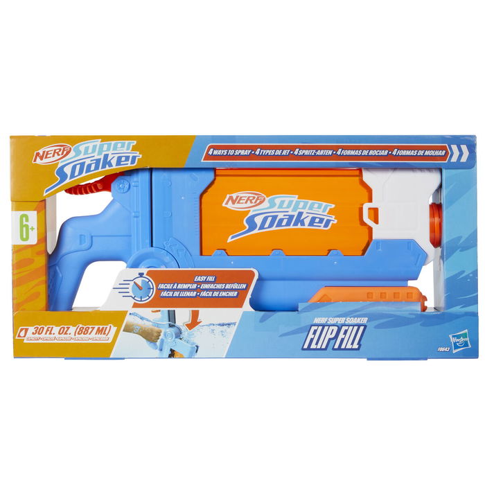 Nerf Super Soaker Flip Fill - Pistolet à eau enfant 4 styles de jet, capacité 887 mL, remplissage rapide, jouet pour enfants dès 6 ans