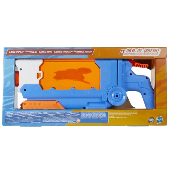 Nerf Super Soaker Flip Fill - Pistolet à eau enfant 4 styles de jet, capacité 887 mL, remplissage rapide, jouet pour enfants dès 6 ans