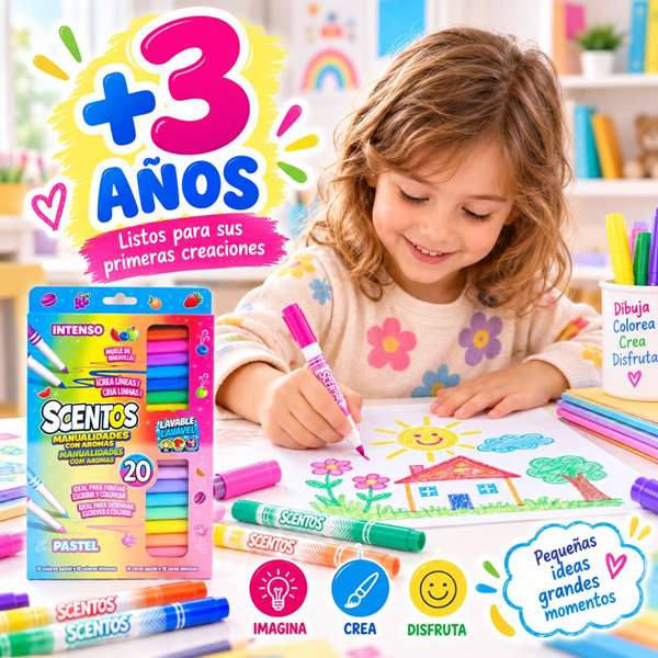 Scentos Pack de 20 feutres à pointe fine multicolores parfumés