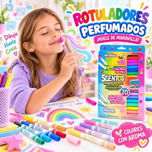 Scentos Pack de 20 feutres à pointe fine multicolores parfumés