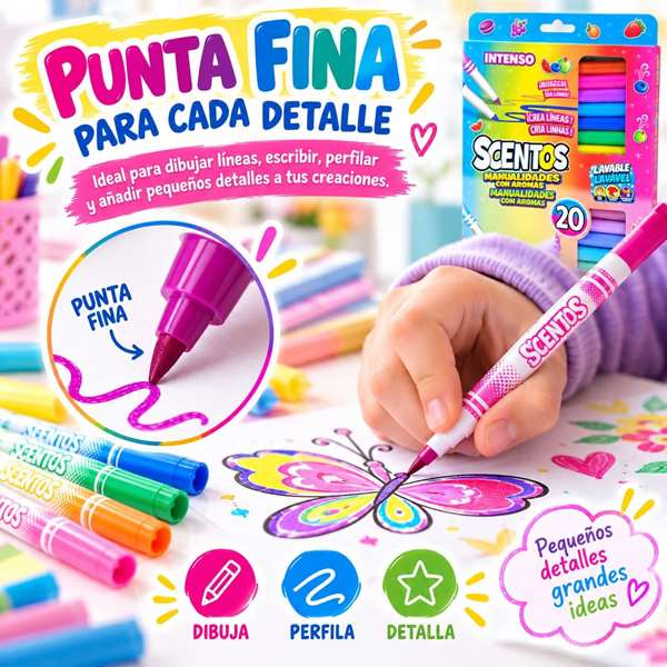 Scentos Pack de 20 feutres à pointe fine multicolores parfumés
