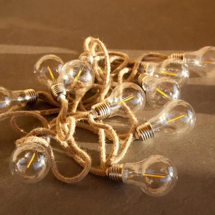 Lumisky - FANTASY CORD - Guirlande lumineuse extérieure LED avec 10 ampoules à filament transparent, blanc chaud, 7.7 m