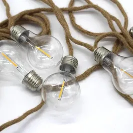 Lumisky - FANTASY CORD - Guirlande lumineuse extérieure LED avec 10 ampoules à filament transparent, blanc chaud, 7.7 m