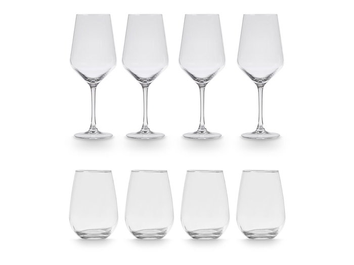 Vivalto Set de 8 Verres 480 ml et Coupes 620 ml, Transparent 30x26x21 cm (Set de 2) Vivalto Set de 8 Verres 480 ml et Coupes 620 ml, Transparent 30x26x21 cm (Set de 2)