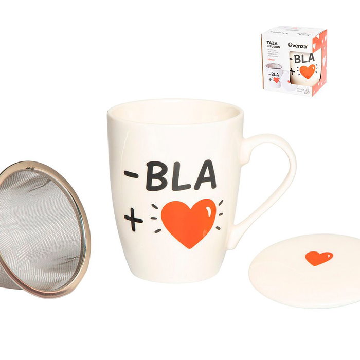 Ovenza Bla Tasse à infusion avec filtre et couvercle en porcelaine 350 ml