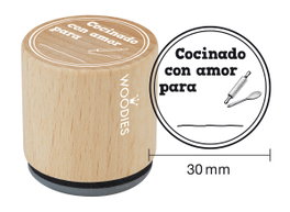 Woodies Tampon en bois et caoutchouc Cocinado con amor 33x30mm