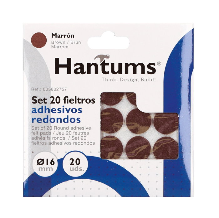 Hantums Set de 20 feutres adhésifs ronds Ø16mm - Marron