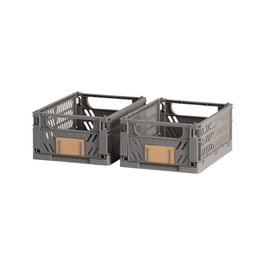 Day Lot de 2 boîtes de rangement pliables gris foncé 17 x 12,5 x 7 cm