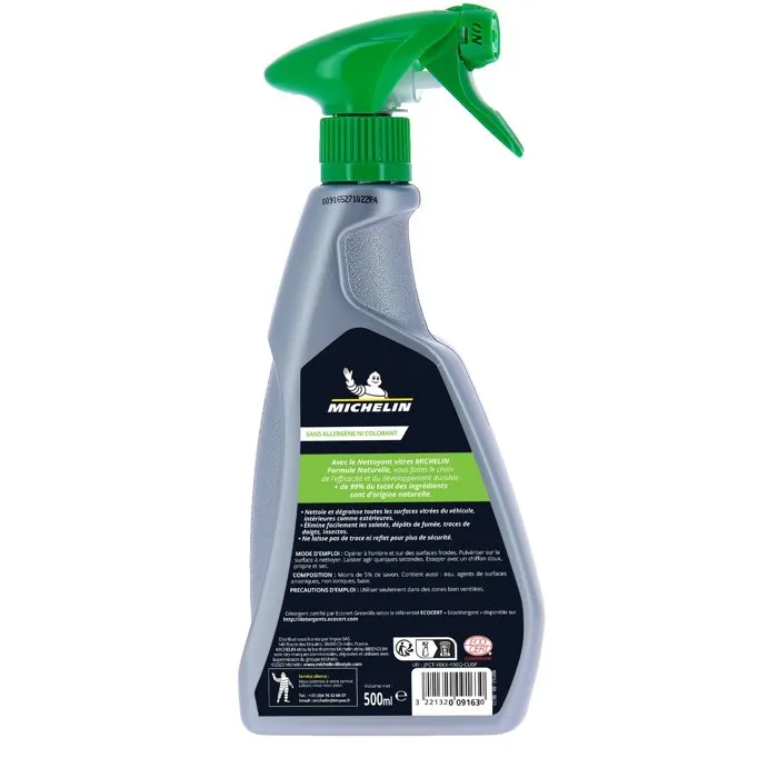 MICHELIN Nettoyant vitres 500 ml - Nettoie et dégraisse surfaces vitrées du véhicule