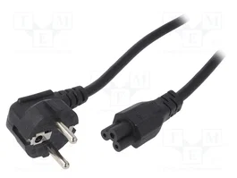 AKYGA Câble d'alimentation H03VV-F 3x0,75mm2 1,5m noir