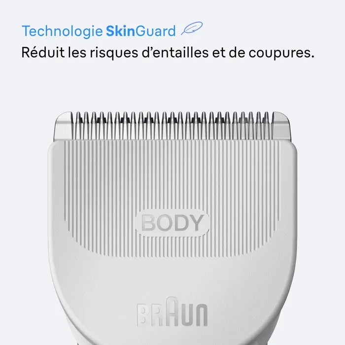 Braun BG3500 Tondeuse pour le corps homme, étanche IPX7, autonomie 80 min, technologie SkinGuard pour peaux sensibles, gris