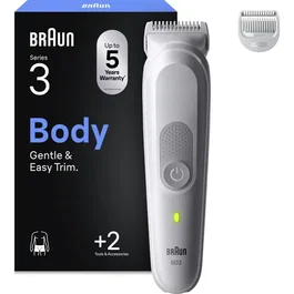 Braun BG3500 Tondeuse pour le corps homme, étanche IPX7, autonomie 80 min, technologie SkinGuard pour peaux sensibles, gris