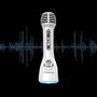 iDance Microphone sans fil avec karaoke, jeu de chant et éclairages LED, batterie lithium incluse, dimensions 22 x 6,5 cm, couleur blanc