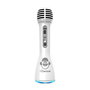 iDance Microphone sans fil avec karaoke, jeu de chant et éclairages LED, batterie lithium incluse, dimensions 22 x 6,5 cm, couleur blanc