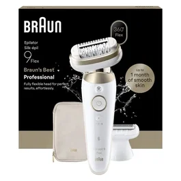 Braun SES9-030 Épilateur Électrique Silk·épil 9 Flex 3D avec 2 Modes, Étanche, Autonomie 50 min, Blanc et Doré