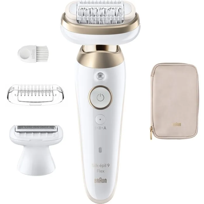 Braun SES9-030 Épilateur Électrique Silk·épil 9 Flex 3D avec 2 Modes, Étanche, Autonomie 50 min, Blanc et Doré