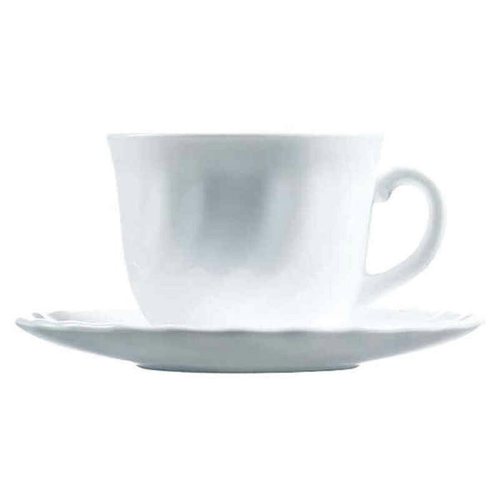 Luminarc Set de 4 Tasses avec Soucoupe Opal Trianon 28 cL en Verre Blanc Luminarc Set de 4 Tasses avec Soucoupe Opal Trianon 28 cL en Verre Blanc