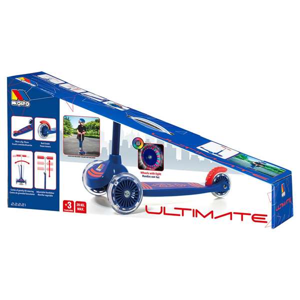 Molto Patinete Maxi Scooter - Trottinette enfant 3 roues avec lumières, bleu, 56 cm