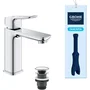 GROHE DICE Mitigeur de lavabo taille M, vidage clic-clac, chrome - Technologie SilkMove, cartouche céramique, économie d'eau, 5 l/min