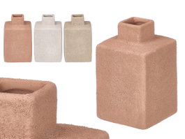 Giftdecor Jarrón Terra Rectangular en Céramique Couleurs Assorties 11x18x11 cm (Set de 12)