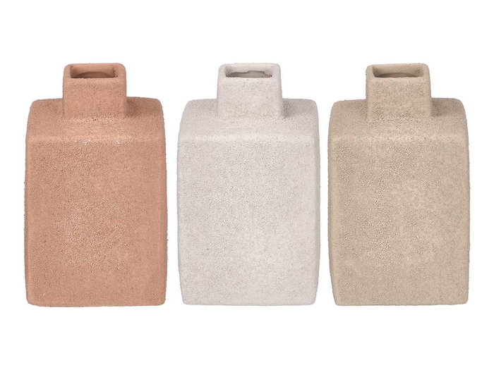 Giftdecor Jarrón Terra Rectangular en Céramique Couleurs Assorties 11x18x11 cm (Set de 12)