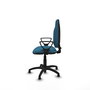 Chaise de bureau Algarra avec mécanisme de contact permanent de base, recouverte de tissu vert pétrole. Équipée d'une base en polyamide noir, d'accoudoirs fixes et de butées