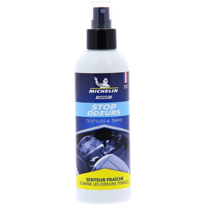 Michelin Spray Expert Désodorisant Stop-Odeurs 200ml pour Voiture - Élimine Tabac, Animaux, Habilage Textile et Tapis, Senteur Fraîche