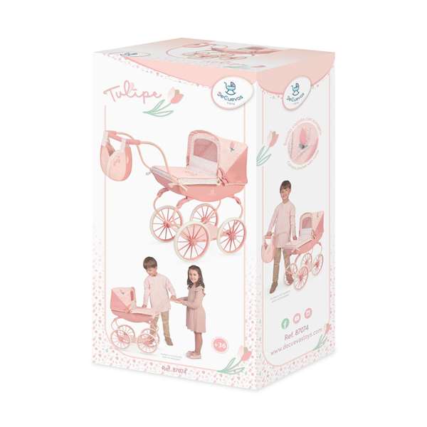 Decuevas - Coche de muñeca - Landau classique en métal et plastique pour poupées jusqu'à 50 cm - Langue: espagnol, anglais