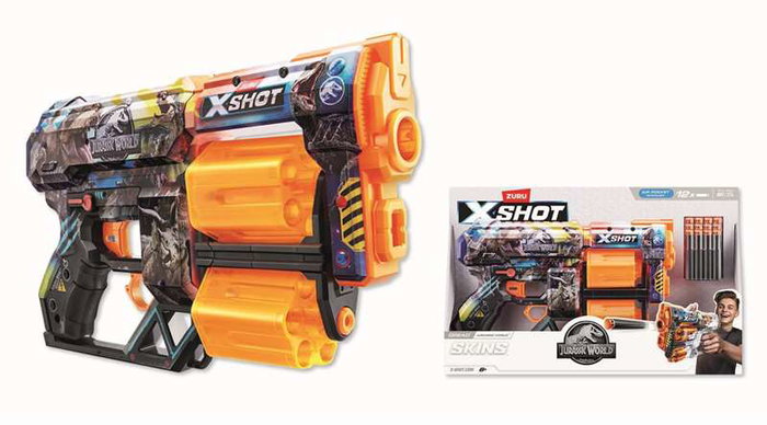 Zuru X-Shot Skins Dread Jurassic World - Pistolets à fléchettes jouet avec 12 fléchettes - Pour enfants dès 3 ans