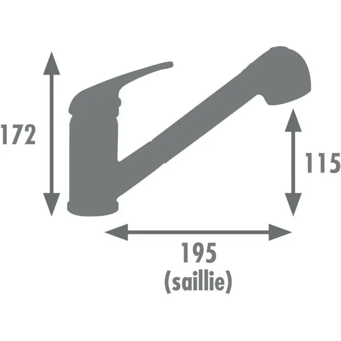 BAGO Mitigeur de cuisine noir mat avec douchette extractible 2 jets, bec orientable, cartouche céramique Ø 40 mm et flexible inox - EDOUARD ROUSSEAU