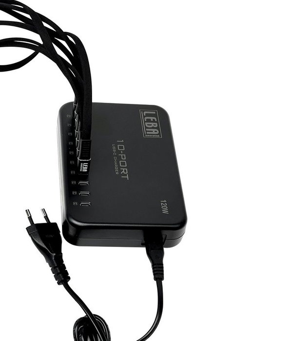 Leba NoteCharge - Chargeur USB-C 10 Ports, 12 W par Port, 120 W Total, Prise Schuko (EU) Leba NoteCharge - Chargeur USB-C 10 Ports, 12 W par Port, 120 W Total, Prise Schuko (EU)