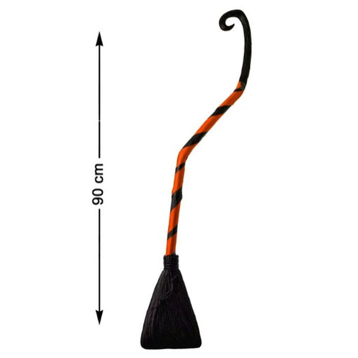 BigBuy Carnival Balai de Sorcière Démontable 90 cm Orange et Noir