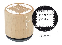 Woodies Tampon en bois et caoutchouc Thank you 33x30mm