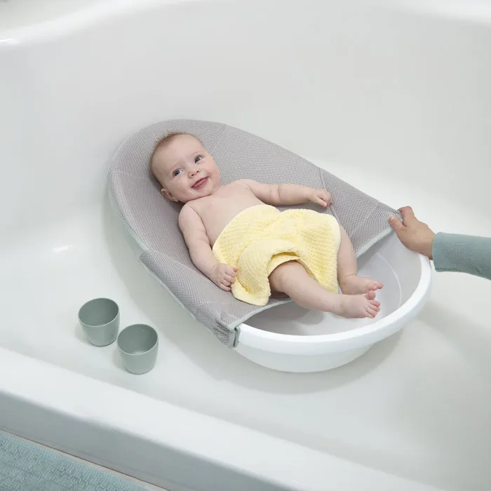 Ingenuity Baignoire bébé évolutive 4 en 1 'Room to Soak' extra-large avec transat hamac lavable et support siège de maintien 0-24 mois, bouchon de vidange
