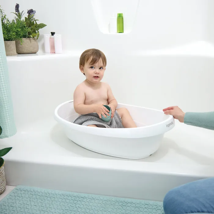 Ingenuity Baignoire bébé évolutive 4 en 1 'Room to Soak' extra-large avec transat hamac lavable et support siège de maintien 0-24 mois, bouchon de vidange