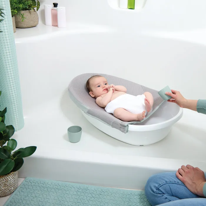 Ingenuity Baignoire bébé évolutive 4 en 1 'Room to Soak' extra-large avec transat hamac lavable et support siège de maintien 0-24 mois, bouchon de vidange