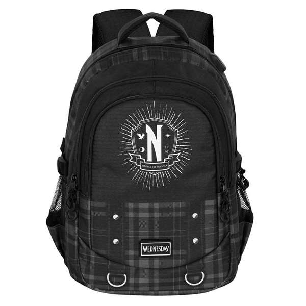 Karactermania Mochila miércoles run. plus fan chain - Sac à dos grande capacité avec compartiments, port USB et dos aéré - 44x34x21 cm