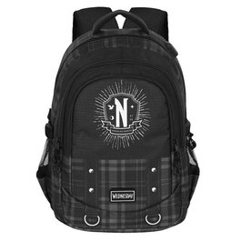 Karactermania Mochila miércoles run. plus fan chain - Sac à dos grande capacité avec compartiments, port USB et dos aéré - 44x34x21 cm
