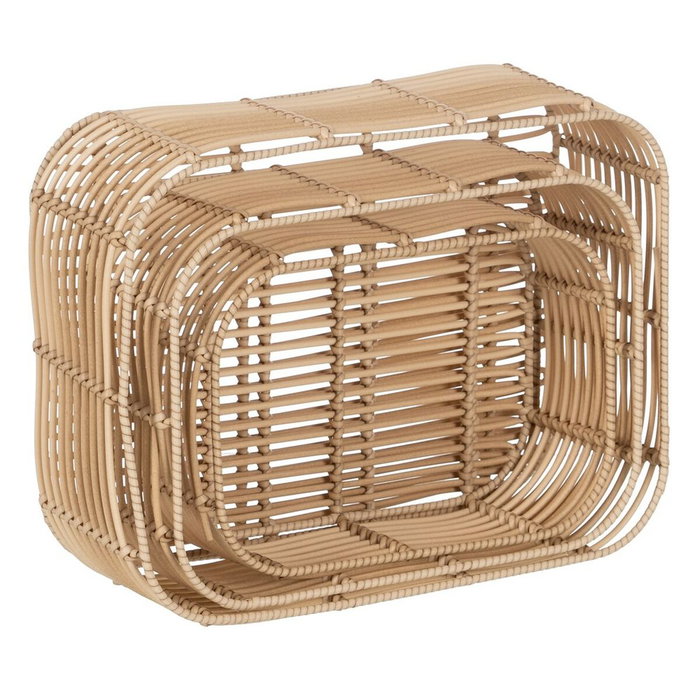BigBuy Home Lot de 3 paniers Naturel Résine