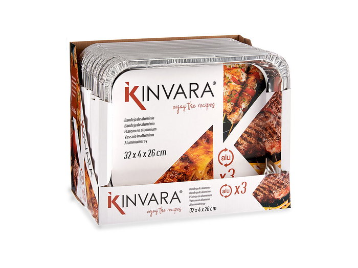 KINVARA Set de 3 plateaux rectangulaires en aluminium Plata