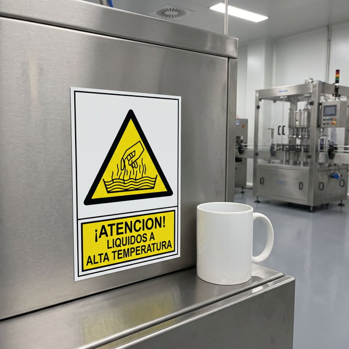 DUVER Signal de danger autocollante 148x105 mm - Liquides à haute température
