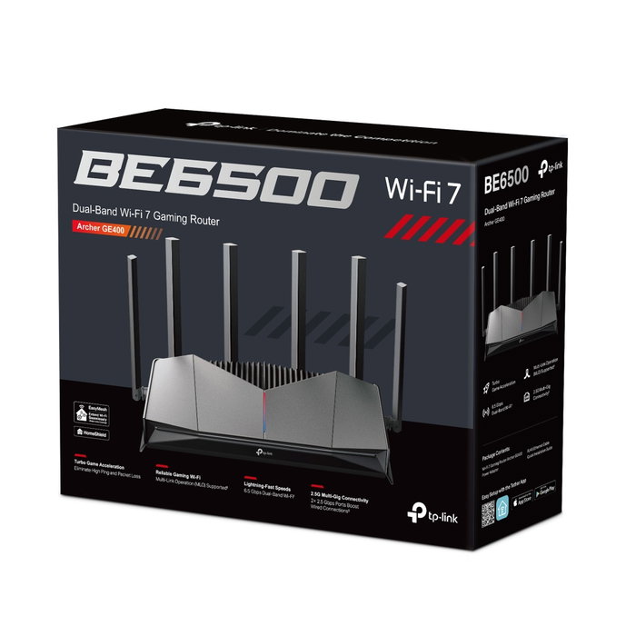 TP-Link Archer GE400 BE6500 Routeur Gaming Wi-Fi 7 Tri-Band 6.5 Gbps, 2 Puertos 2.5G, RGB, HomeShield