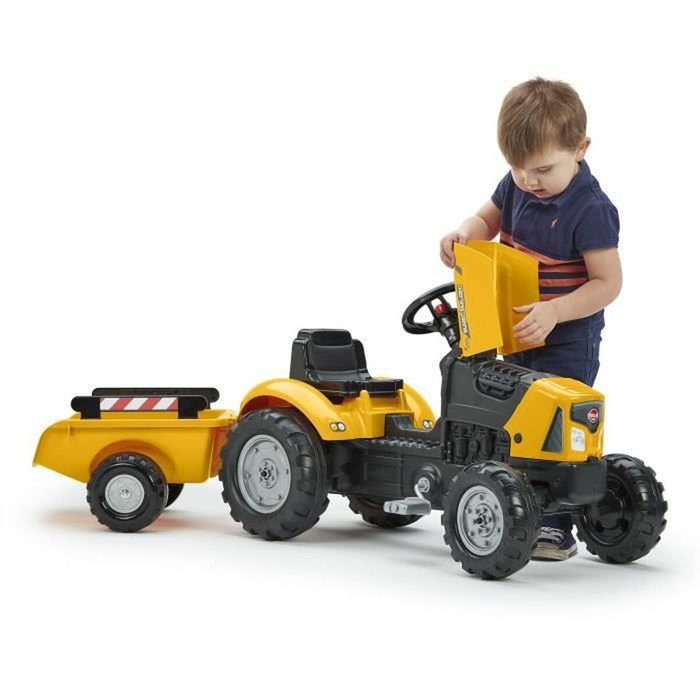 Falk Tracteur à pédales SuperBuilder avec capot ouvrant et remorque Falk Tracteur à pédales SuperBuilder avec capot ouvrant et remorque
