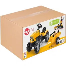 FALK SuperBuilder - Tracteur à pédales pour enfants 2 à 5 ans avec capot ouvrant et remorque - Jouet de plein air en plastique recyclé fabriqué en France