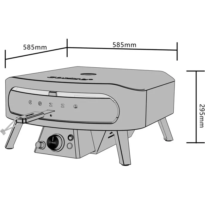 Four à Pizza à Gaz CozzE - Pierre Cordiérite Rotative Ø43 cm - 8 kW - Jusqu'à 610°C - Thermomètre - Bouton LED - Pour Pizzas jusqu'à Ø44.5 cm
