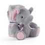 PERLETTI Peluche et Manta Douce Éléphant Allie - Peluche 22 cm, Manta 120x80 cm - Peluche Doudou avec Couverture