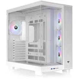 Thermaltake View 380 XL TG ARGB Snow - Boîtier PC Moyen Tour ATX Blanc - 4 Ventilos A-RGB 120mm inclus - Verre Trempé Panoramique - Sans Alimentation