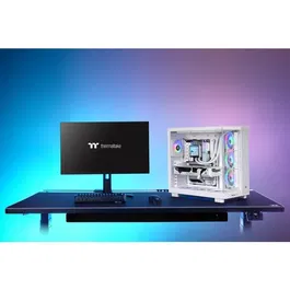Thermaltake View 380 XL TG ARGB Snow - Boîtier PC Moyen Tour ATX Blanc - 4 Ventilos A-RGB 120mm inclus - Verre Trempé Panoramique - Sans Alimentation