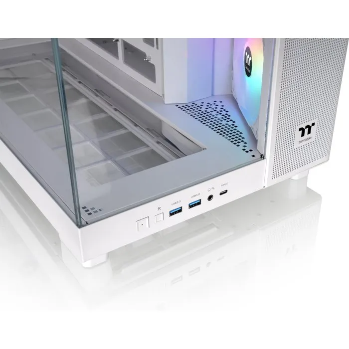 Thermaltake View 380 XL TG ARGB Snow - Boîtier PC Moyen Tour ATX Blanc - 4 Ventilos A-RGB 120mm inclus - Verre Trempé Panoramique - Sans Alimentation